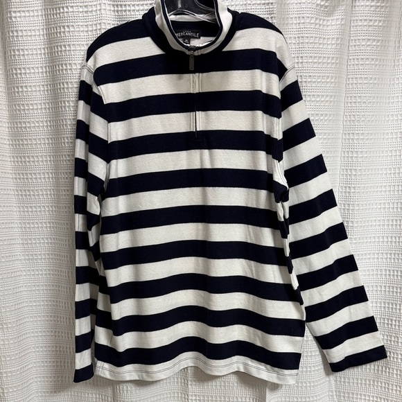 Tops - J Crew Rugby 1/4 zip tunic Navy/White Striped Pullover Cotton GUC casual preppy